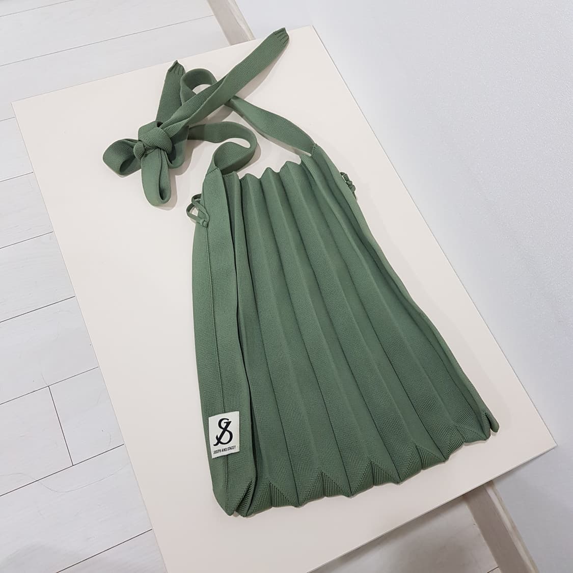 조셉앤스테이시 플리츠 니트백 올리브 상품이미지2