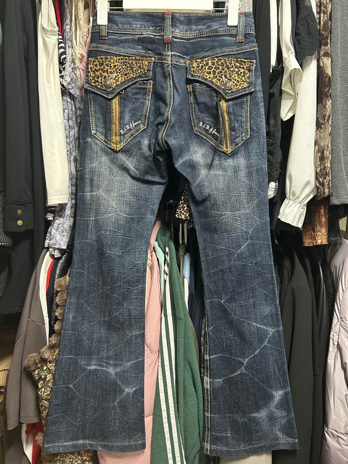 오네갸루 레오파드 워싱 부츠컷 팬츠 Y2K 핀터  상품이미지1