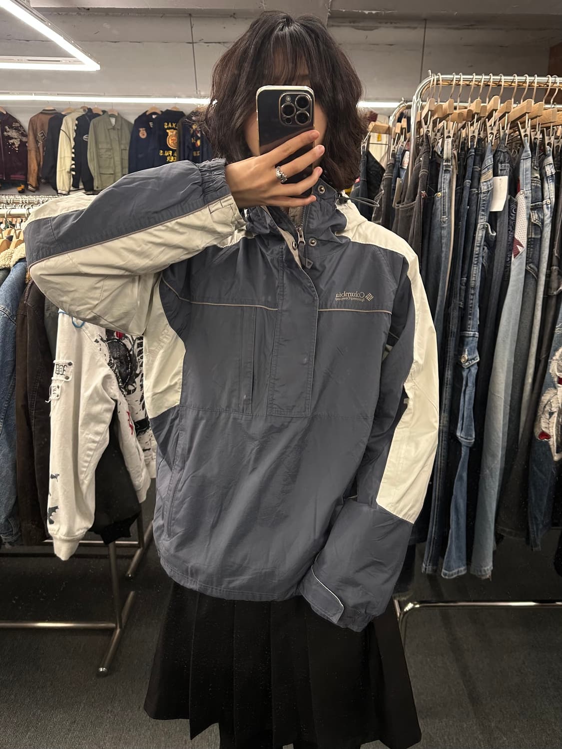 M)콜롬비아 고프코어 배색 하프집업 패딩 바람막이 상품이미지3