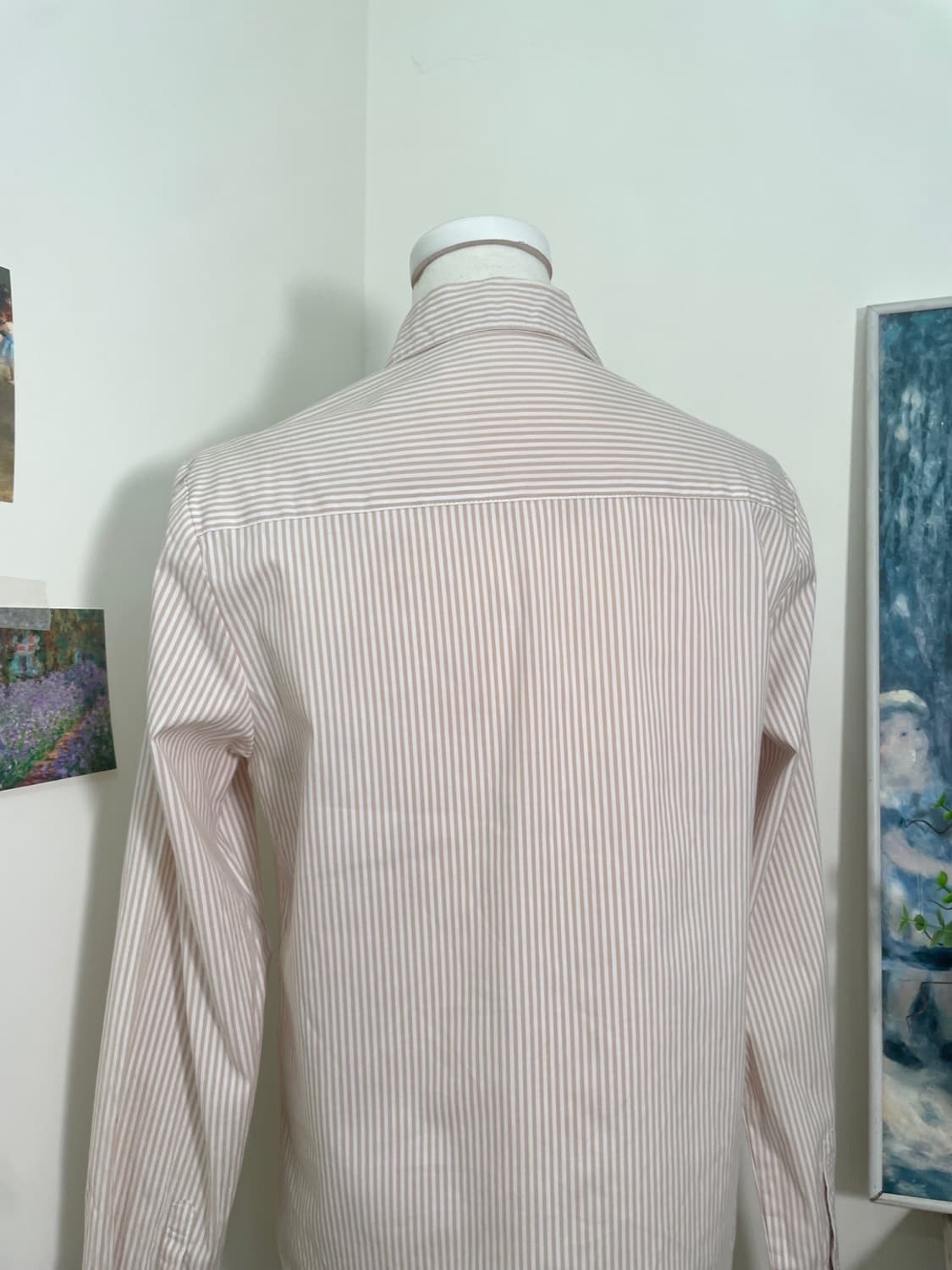 beige stripe basic line shirt(size-M) 상품이미지4
