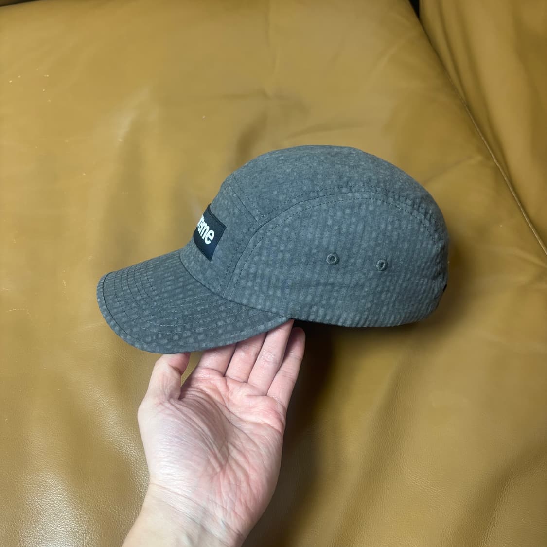 슈프림 캠프캡 모자 박스로고 시어서커 블랙 상품이미지4