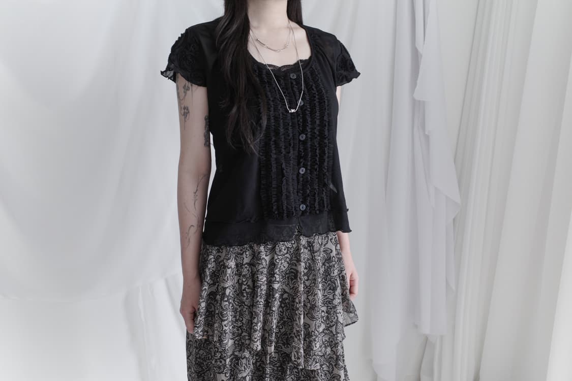 flower see-through half blouse 상품이미지7
