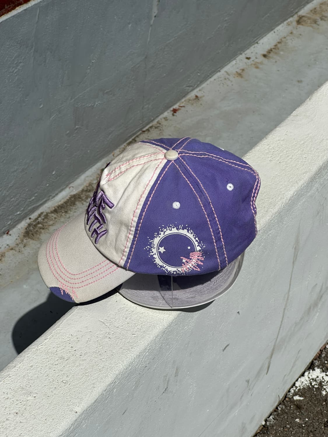 [F] LUCKY 7 퍼플 화이트 빈티지 볼캡 모자 USA 상품이미지3