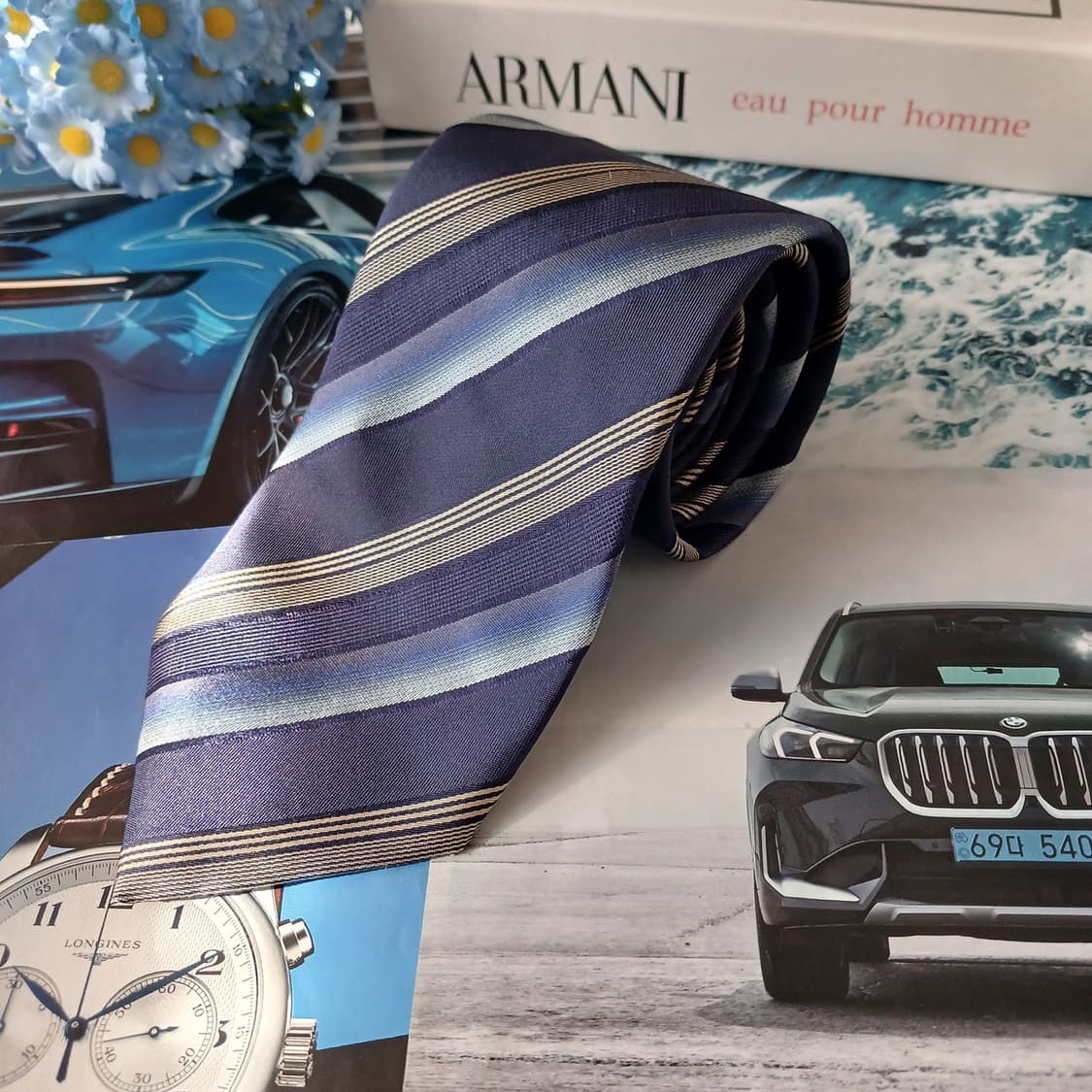 아르마니꼴레지오니 실크 레지멘탈 넥타이 8.5cm A+등급  A19071 상품이미지2