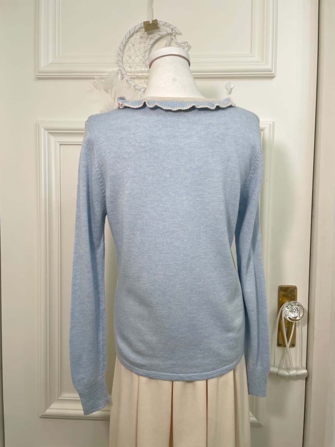sky-blue melange ruffle ivory point knit 상품이미지5