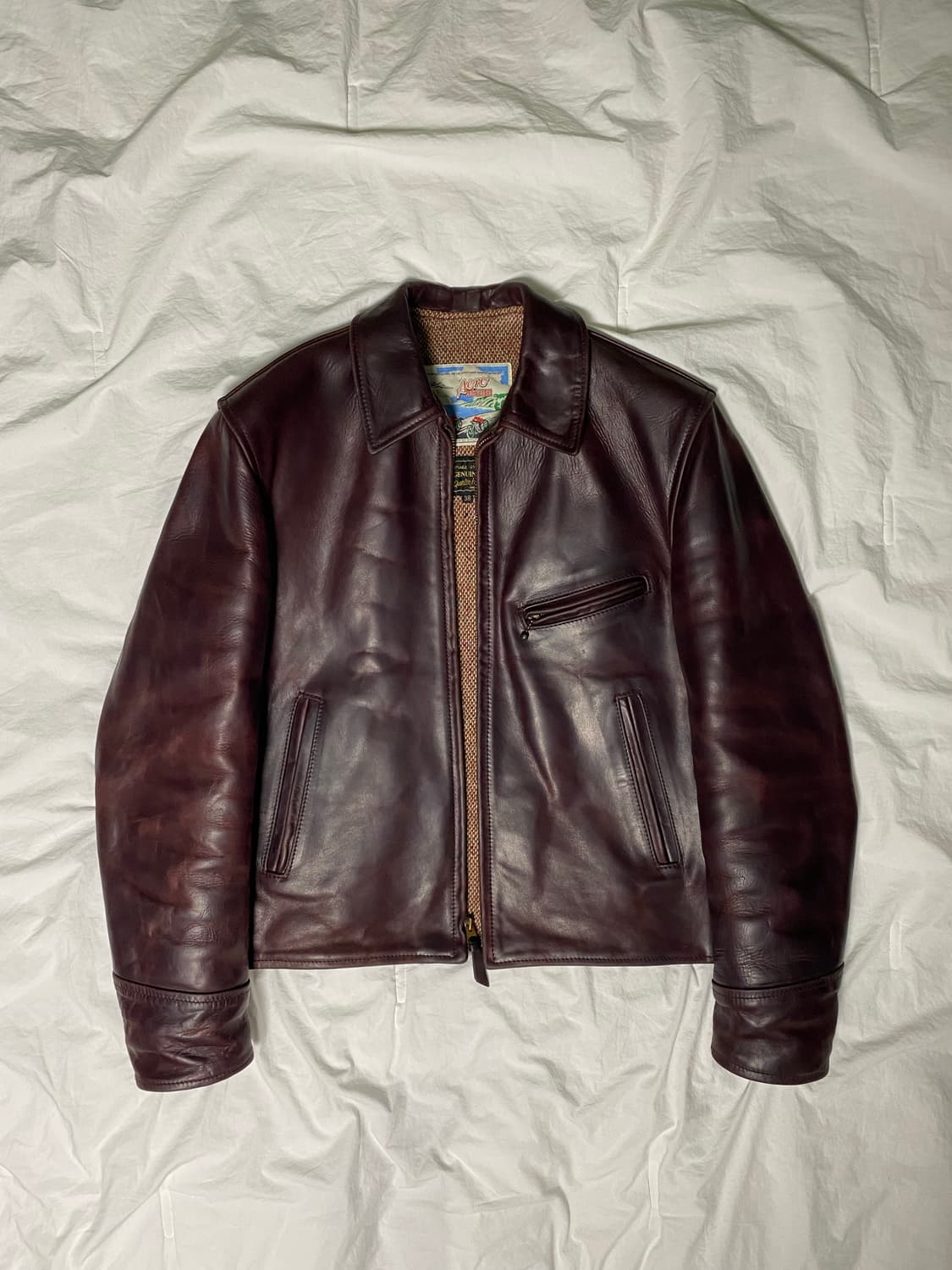 에어로 레더 클로딩 하프벨트 크롬악셀 호스하이드 레더자켓 38Size 상품이미지1