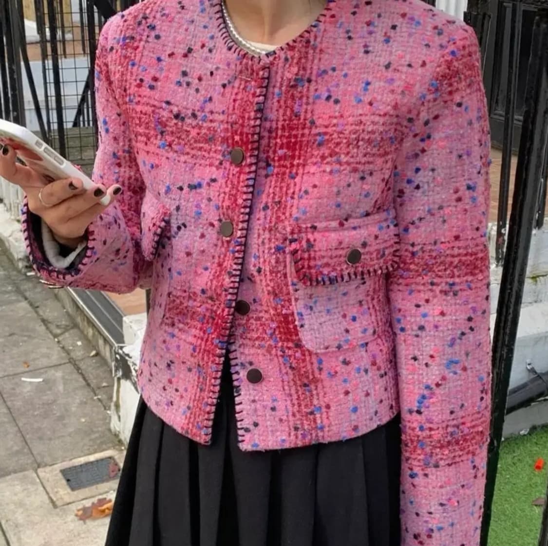 위드마이러브 태향옷장 누빔 믹스드 트위드자켓 상품이미지1