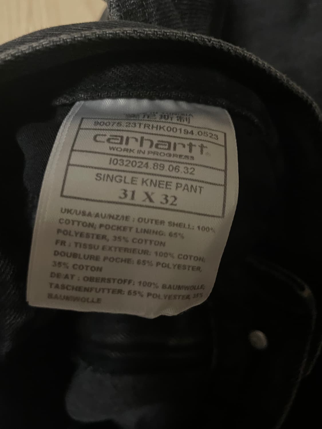 칼하트 싱글니 31x32 블랙 스톤 워시드 상품이미지4