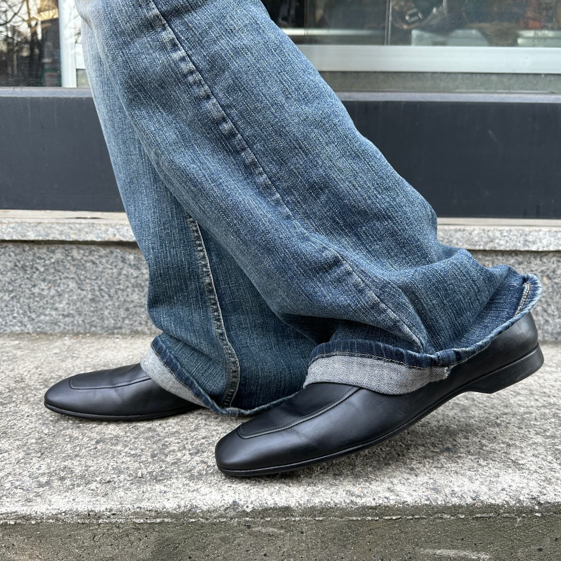 00s 빈티지 블랙 프라다 스포츠 스퀘어 토 로퍼 풀박스 상품이미지10