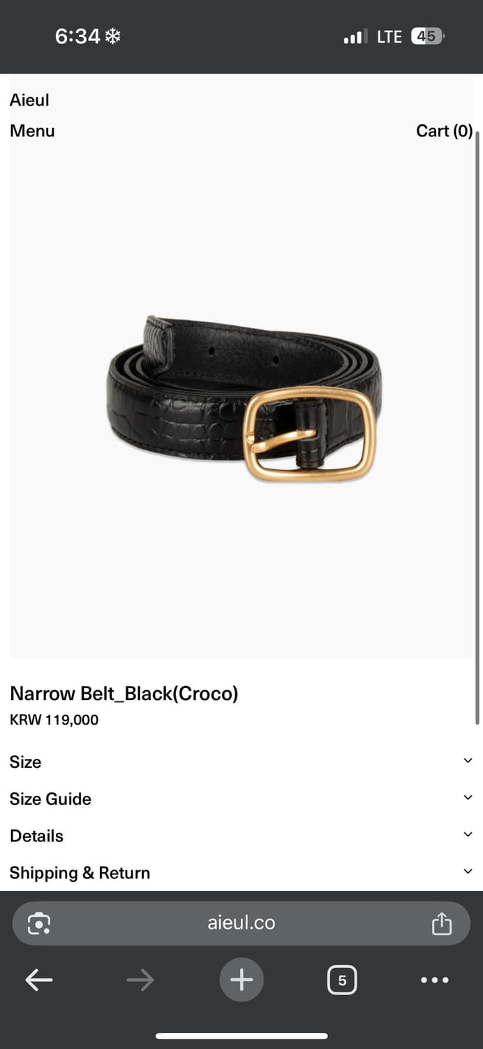 Aieul Narrow Belt_Black(Croco)  상품이미지1