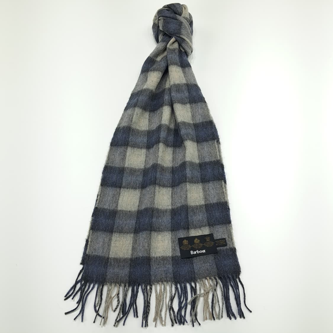 MX247 바버 네이비잉크 버팔로체크 램스울 캐시미어 목도리 머플러 상품이미지1