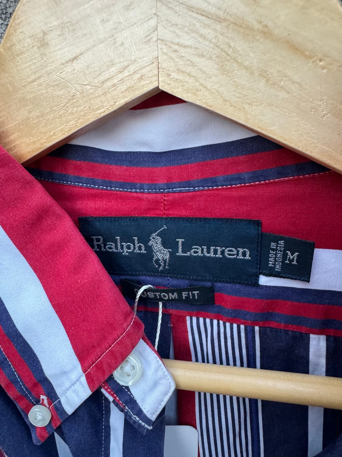 폴로 랄프로렌 빈티지 네이비 레드 스트라이프 포인트 셔츠 m 상품이미지4