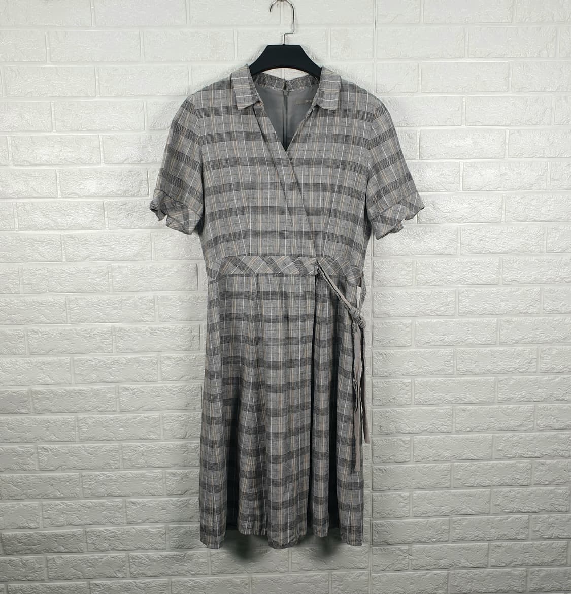 [66]BCBG 린넨 체크 원피스 상품이미지2