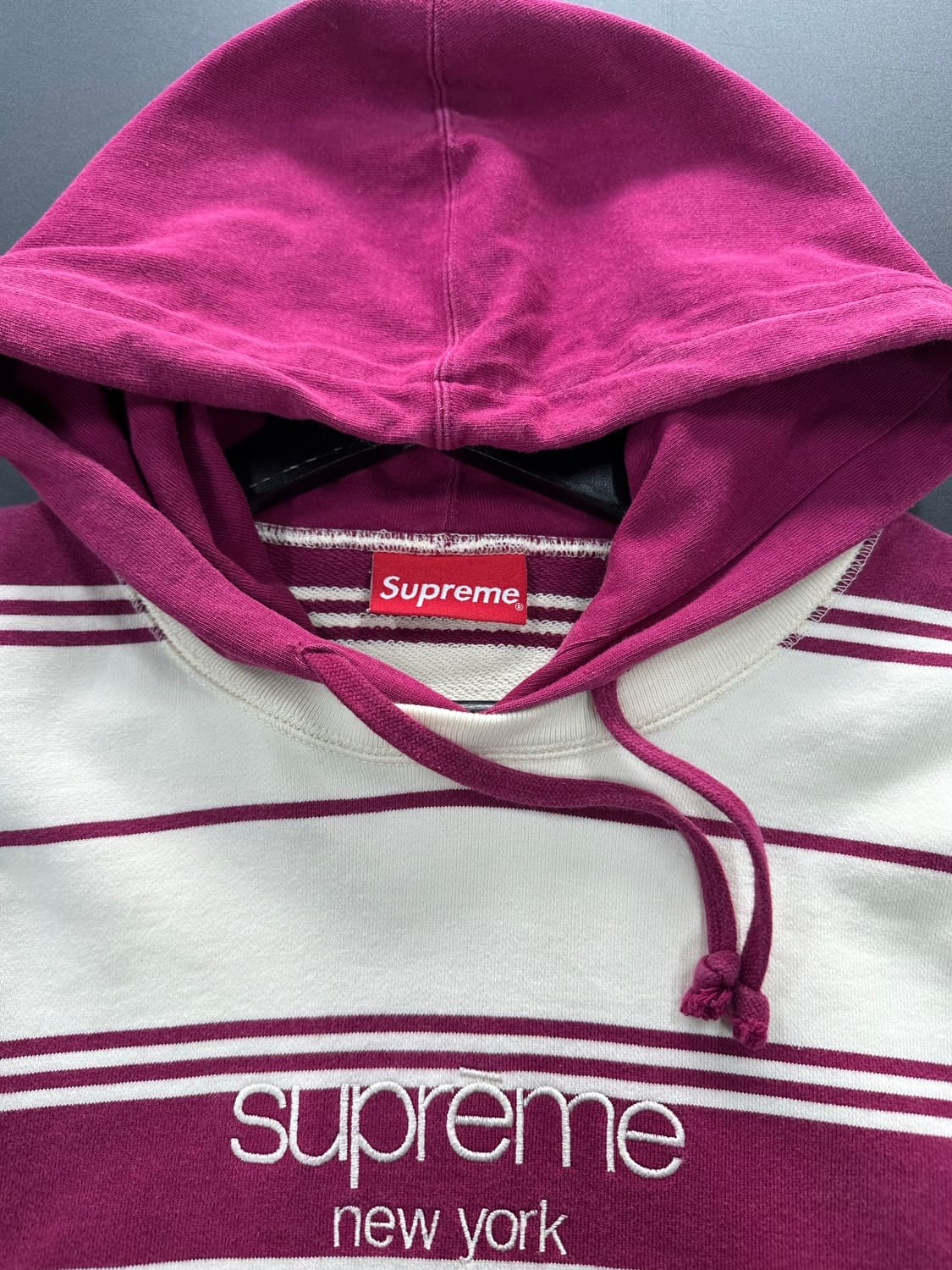 슈프림 16FW 스트라이프 후디드 크루넥 마젠타 상품이미지7