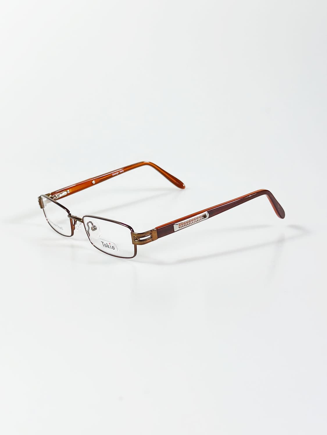 90s TOKIO 브라운 메탈 슬림 스퀘어 빈티지 안경 상품이미지4
