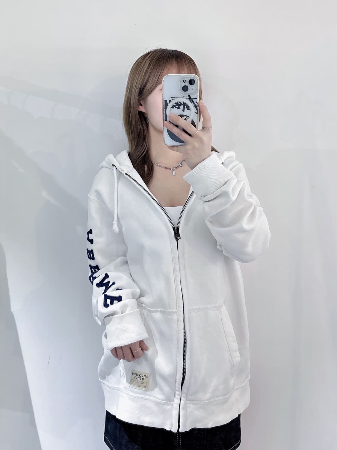 아베크롬비 사이드로고 화이트 후드집업 상품이미지2