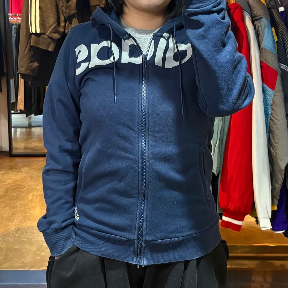 아디다스 에센셜 네이비 후드집업 상품이미지1