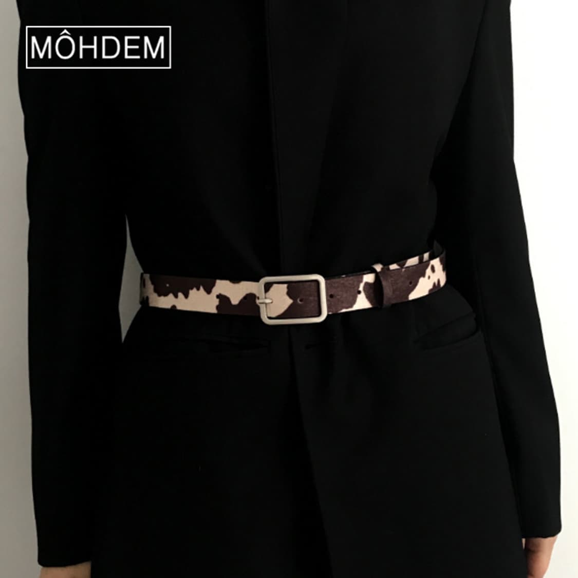 [Unisex] 카우헤어 송치털 벨트 레오파드 브라운 상품이미지3