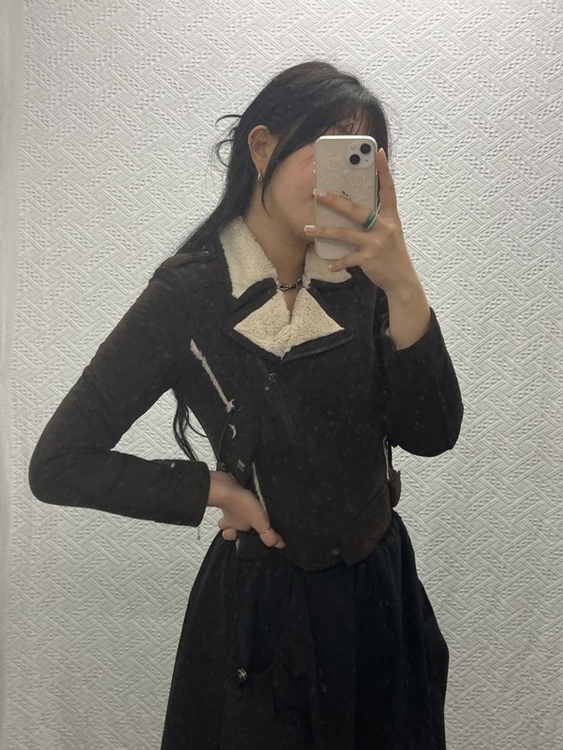 GGPX 빈티지 스웨이드 양털 쉐르파 크롭 자켓 S C06489 상품이미지1