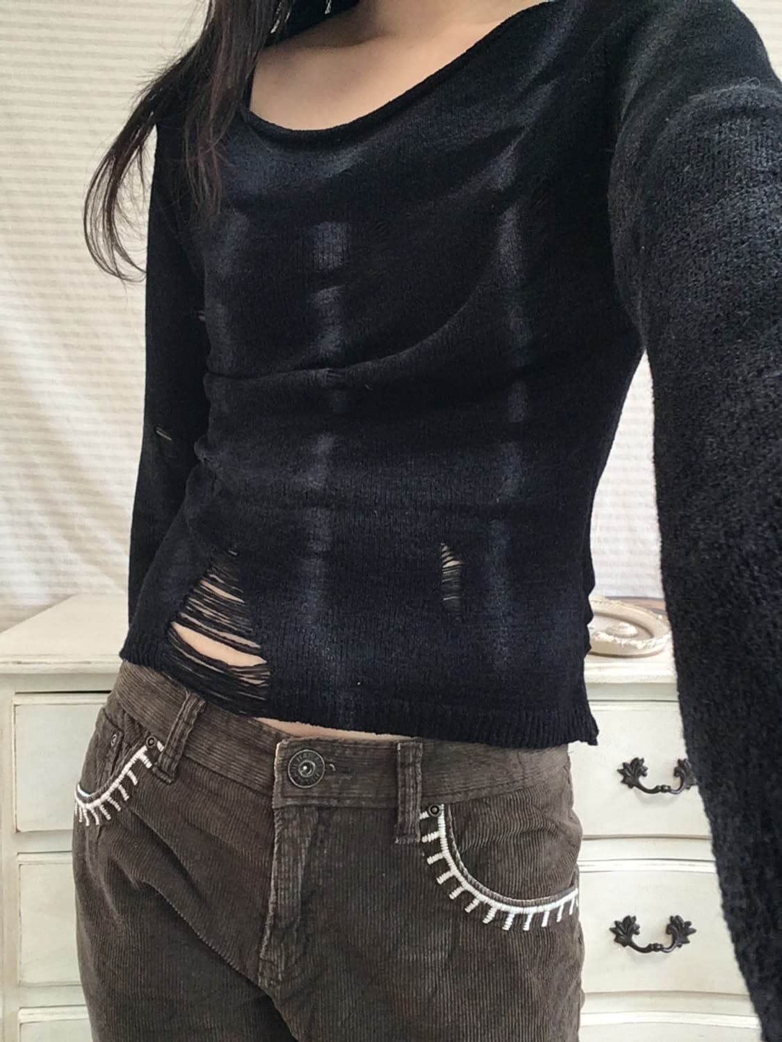 jpn vintage 블랙 워싱 데미지 니트 y2k 스트릿 갸루 펑키 상품이미지3