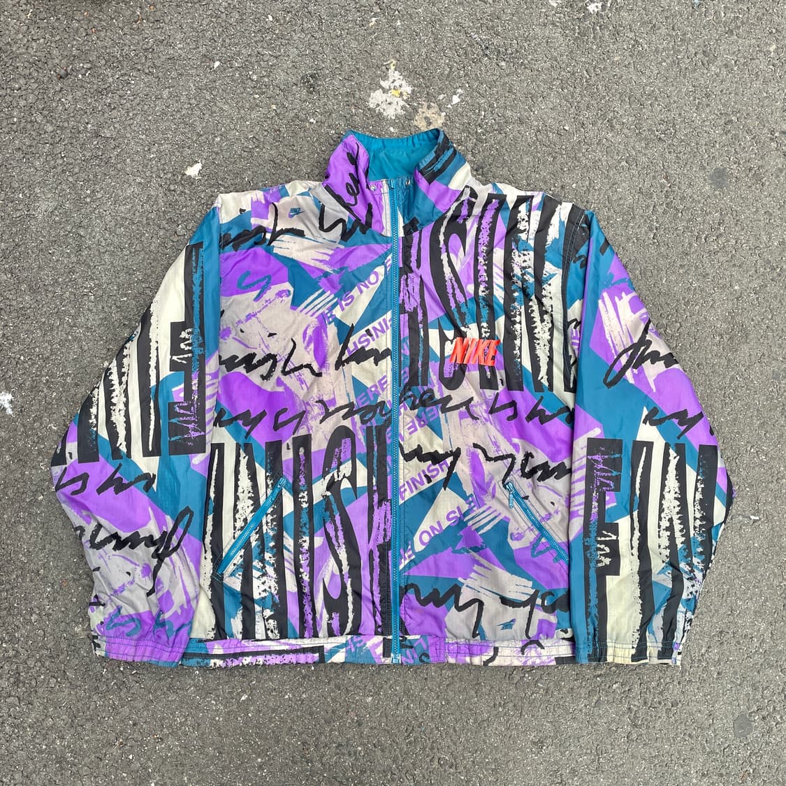 90s 나이키 그래피티 패턴 올드스쿨 트랙자켓 바람막이 XXL 상품이미지1