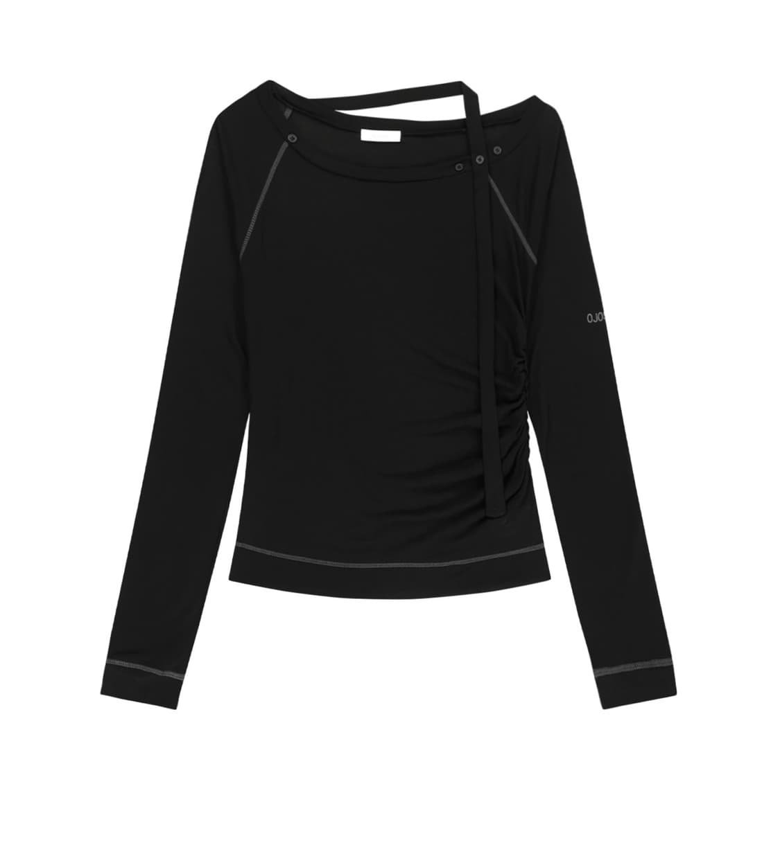 OJOS 탑, Asym Shoulder Scarf Long Sleeve 상품이미지2