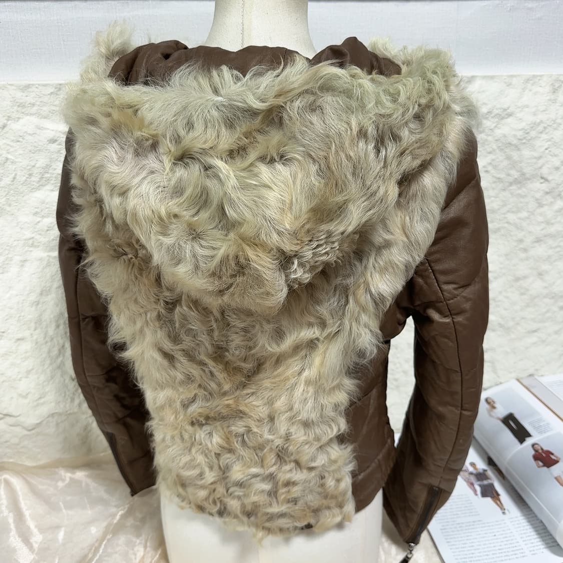 빈티지 초코닛 모카 토스카나 양털 양가죽자켓 후드집업 상품이미지4