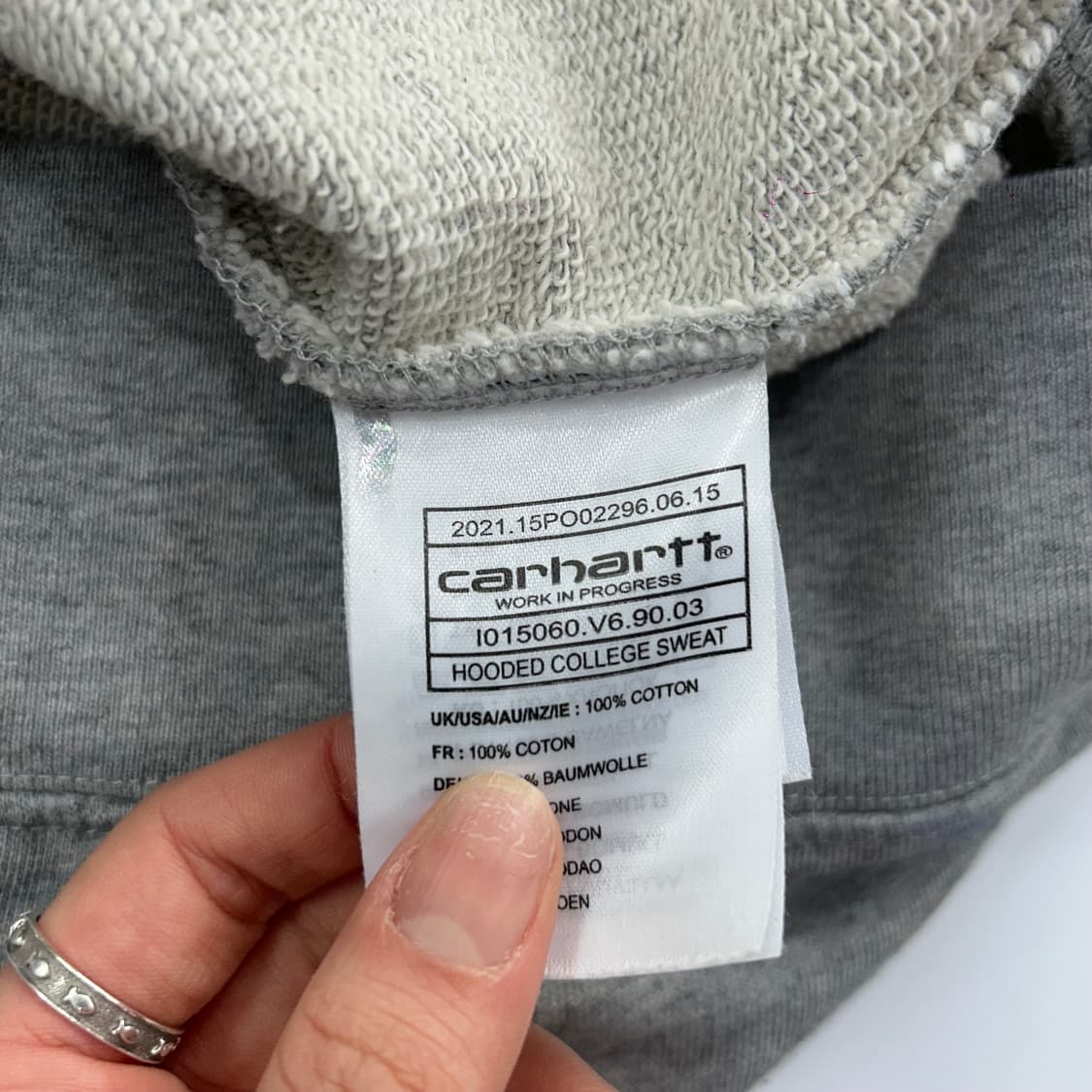 Carhartt 칼하트 스펠아웃로고 그레이 후드티 상품이미지6