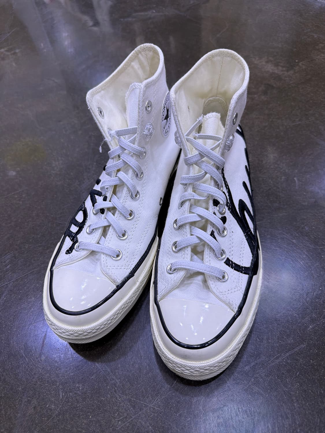 컨버스 척테일러 70 하이 자수 레터링 화이트 블랙 260 상품이미지2