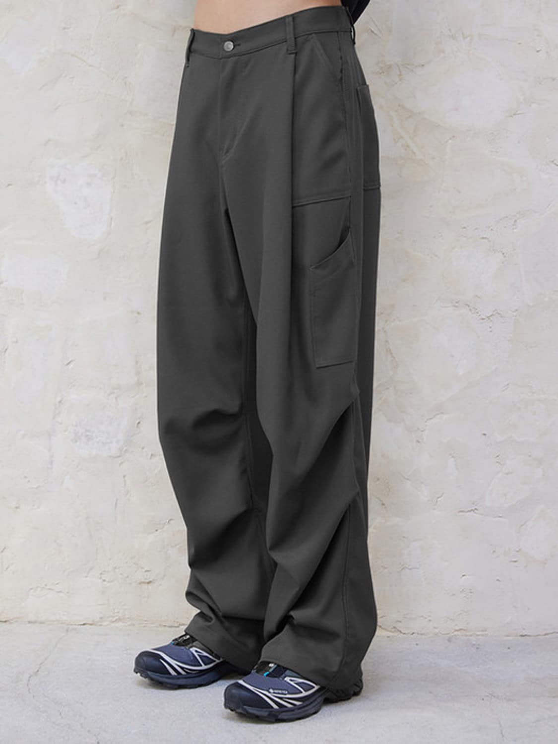 비긴202 One Tuck Wide Baker Pants Olive 상품이미지3