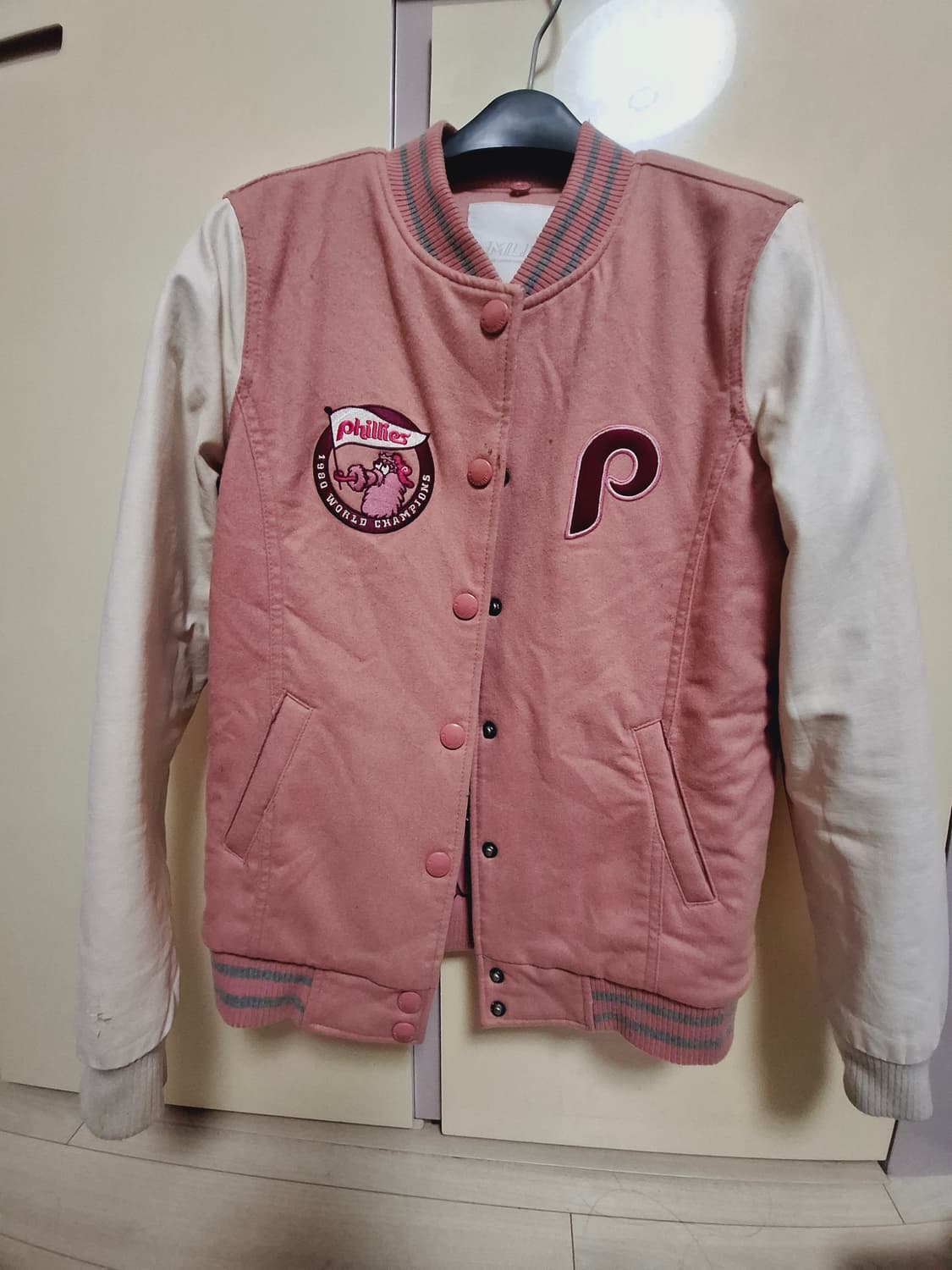 MLB 퀼팅 핑크 바시티 자켓/야구 점퍼 상품이미지1