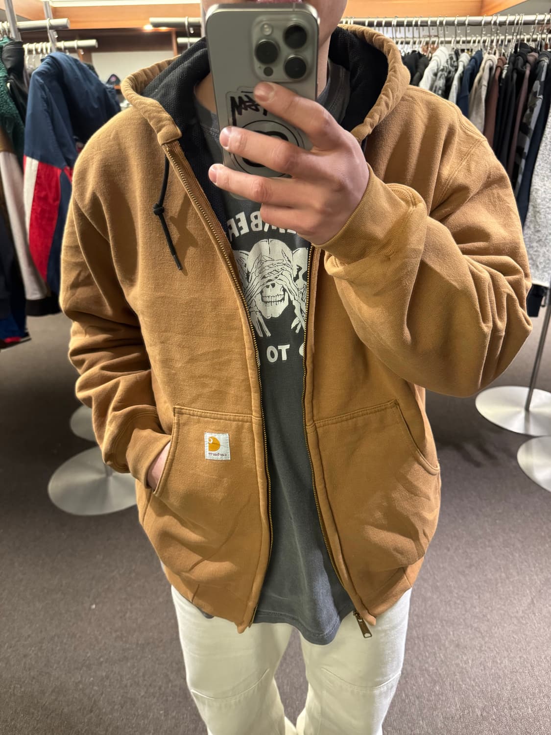 M)00’s 칼하트 빈티지 j149 BRN 써멀 후드집업 상품이미지1