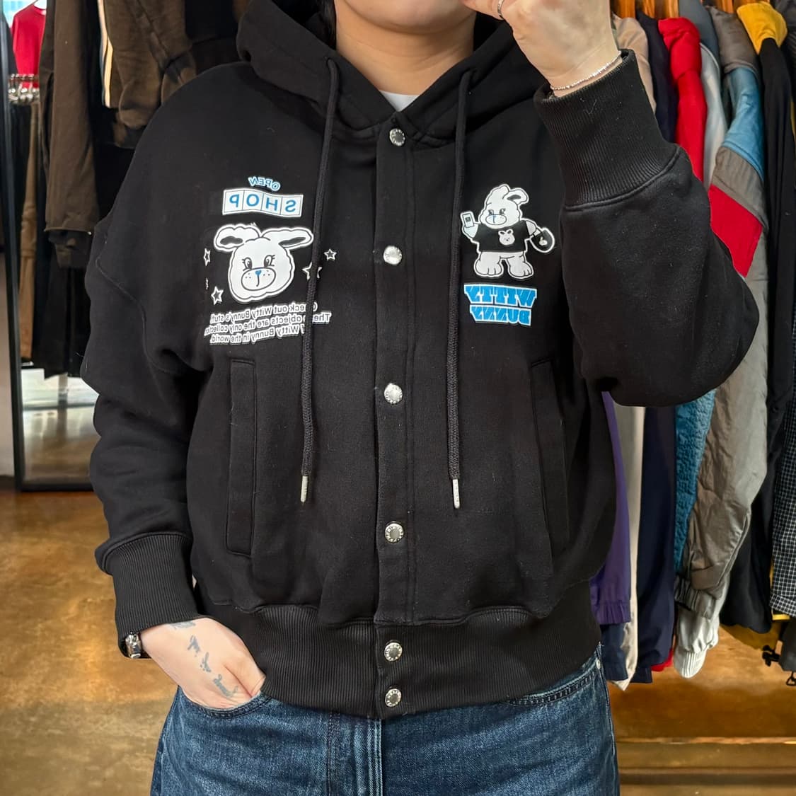 키르시 블랙 후드 자켓 상품이미지1