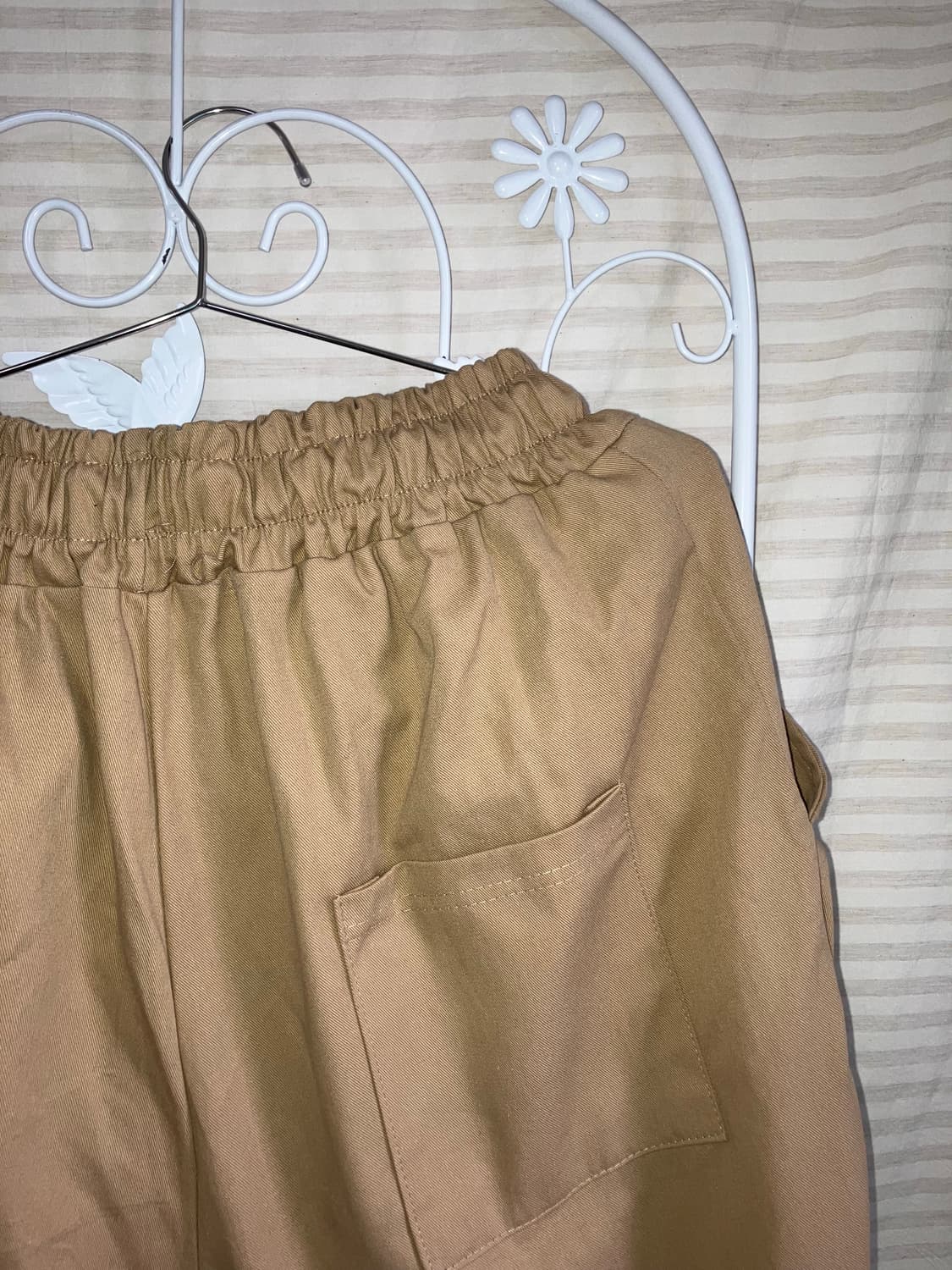 빈티지 베이지 밴딩 반바지 y2k 스트릿 갸루 펑키497    상품이미지4