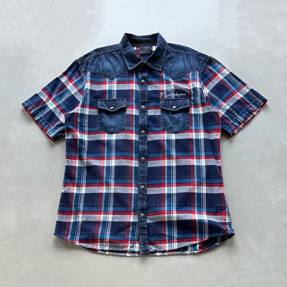 [L-XL]THRUXTON 데님 웨스턴 반팔 셔츠 상품이미지1