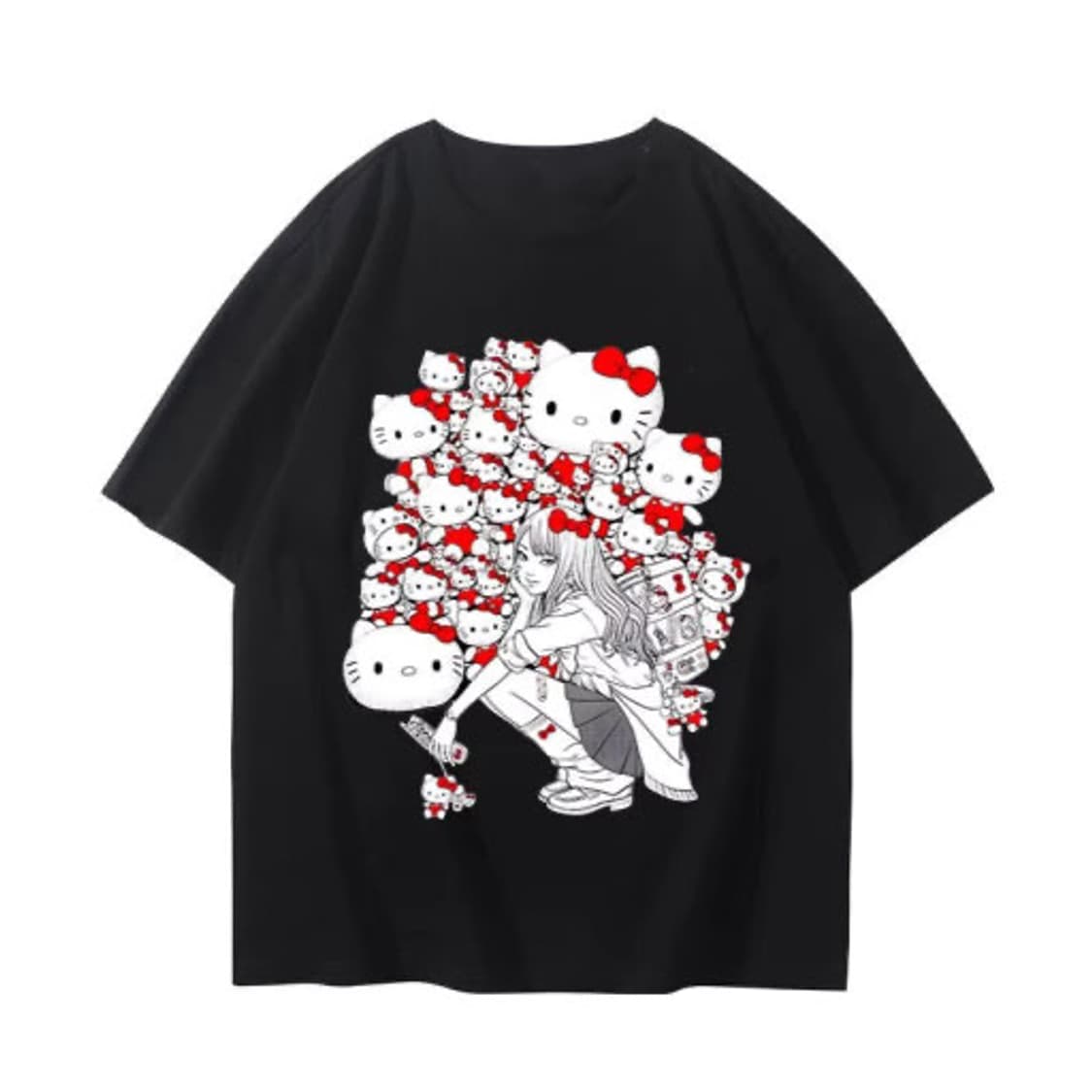 산리오 헬로키티 이토준지 토미에 티셔츠 블랙 L 상품이미지1