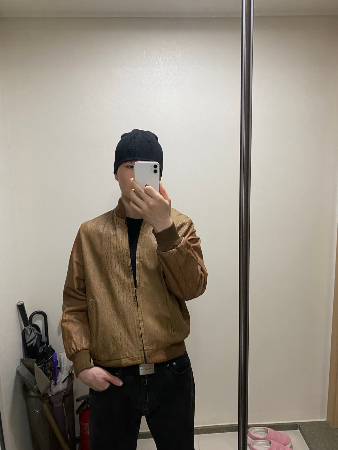 croco Embossed leather jacket 상품이미지3