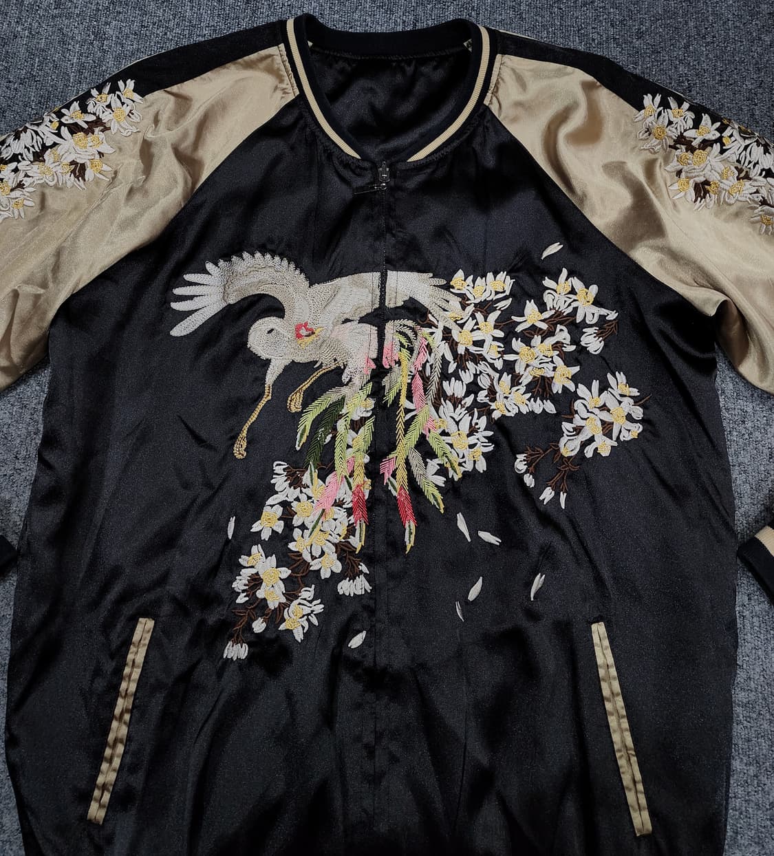 빈티지 동양풍 봉황 사쿠라 자수 리버시블 양면 스카쟌 자켓 XL 상품이미지4