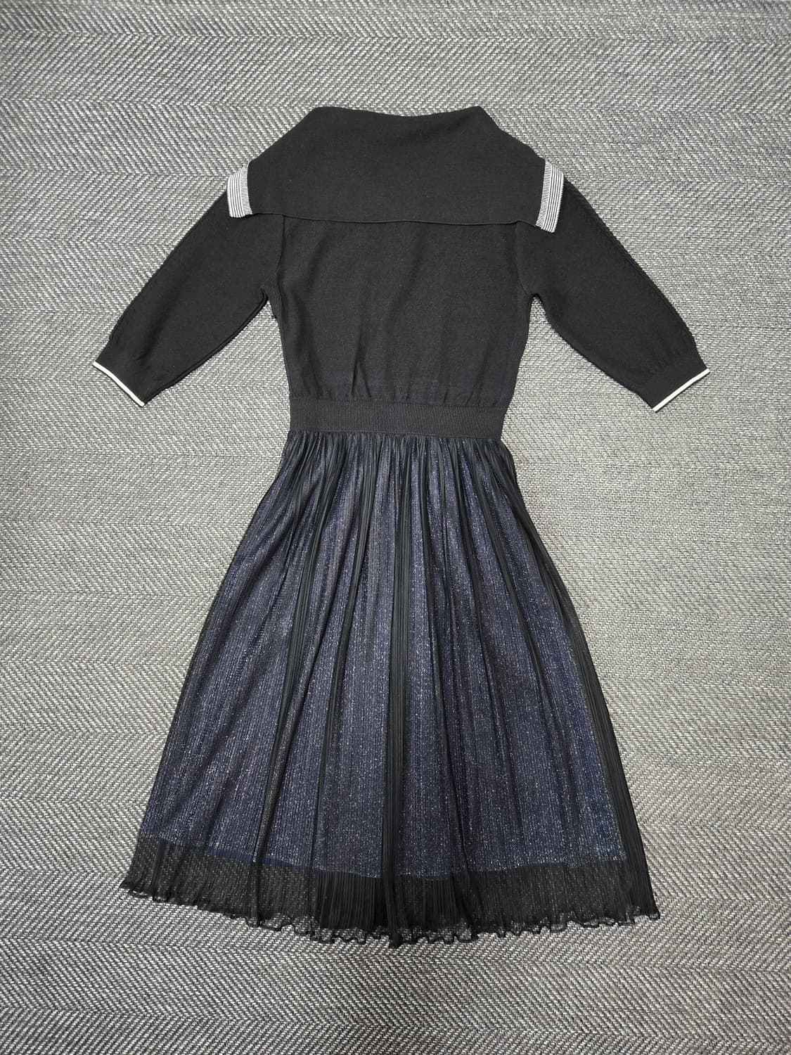 잇미샤 니트 블록 원피스 세일러 플리츠 원피스 상품이미지2