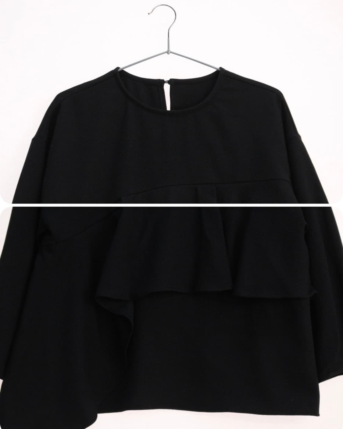 언발란스 프릴 장식 블라우스 티셔츠 상품이미지2