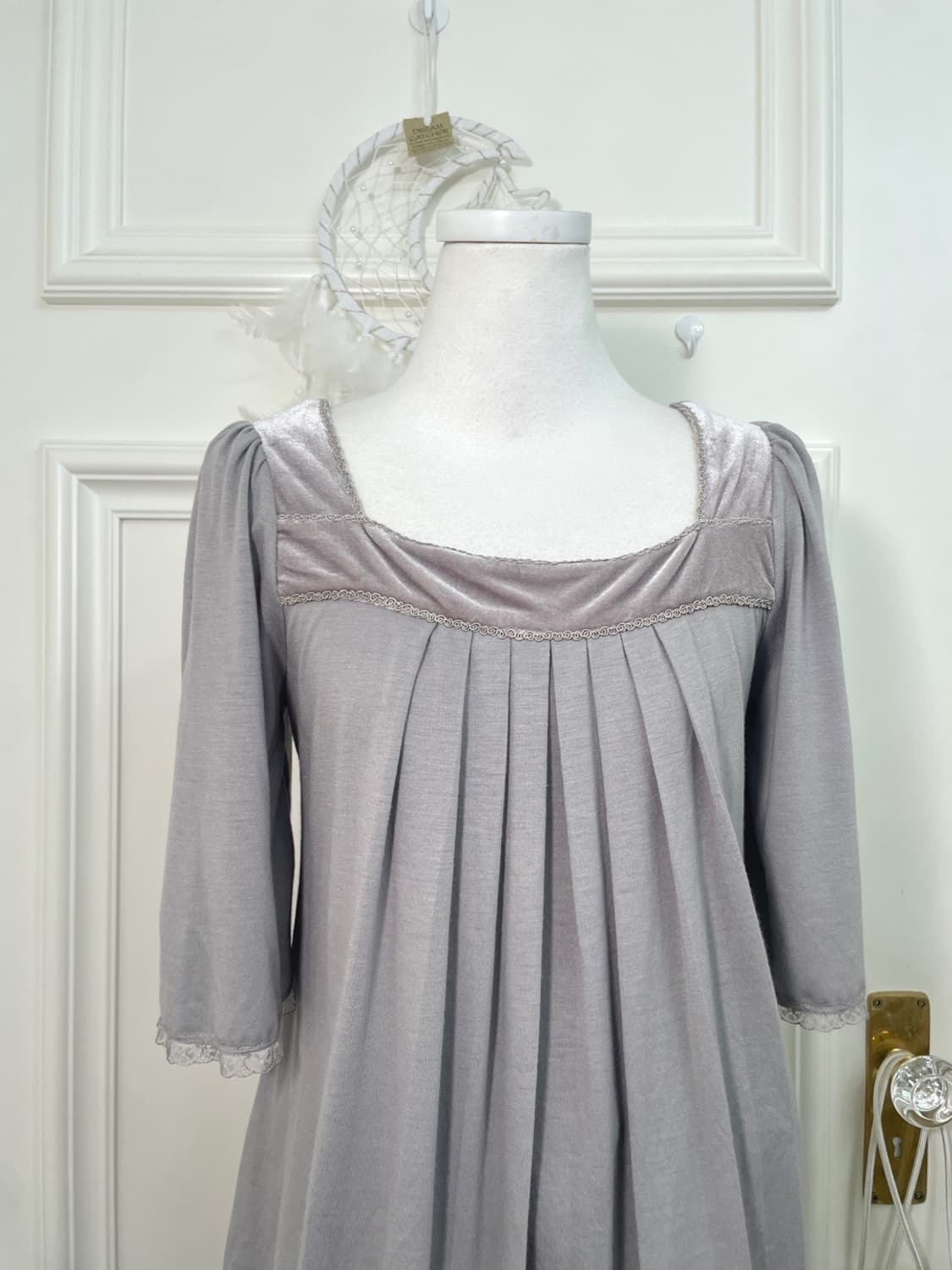 bluegray velvet pleats puff sleeve top 상품이미지7