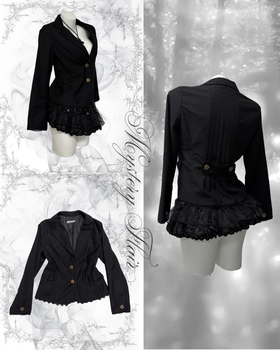 엑시즈팜 고스로리 고딕 블랙갸루 긱시크 블레이저 자켓 상품이미지1