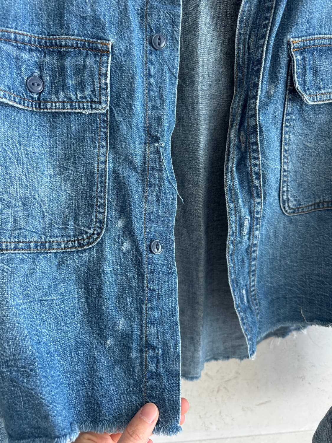 알써틴 R13 오버핏 크롭 데님 셔츠 S (남여공용) 상품이미지3