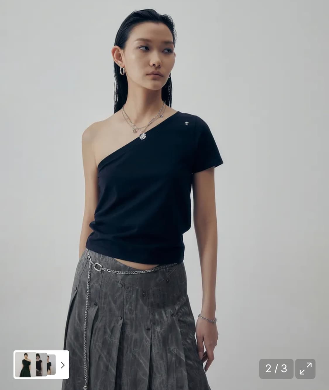 트리밍 버드 One-Shoulder Sleeve T-shirts  상품이미지2