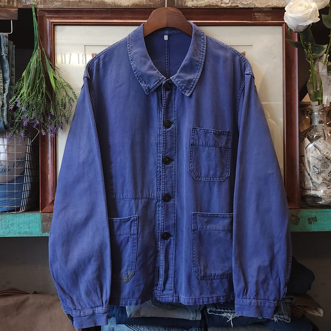 60s 프렌치 워크자켓 프렌치자켓 페이딩 블루 퍼플 52 상품이미지2