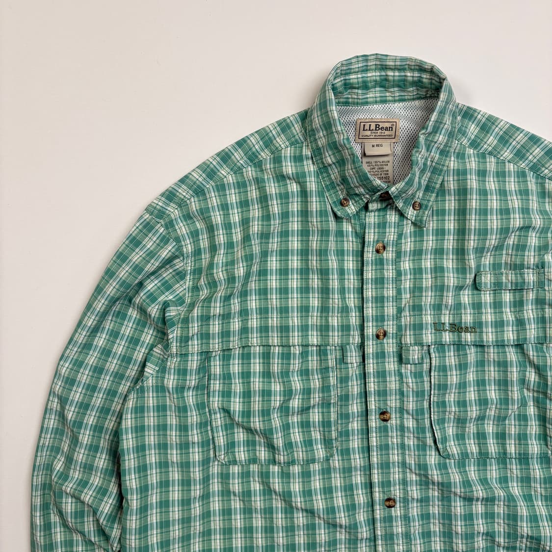 10s LLBean Fishing green pattern shirt 상품이미지3