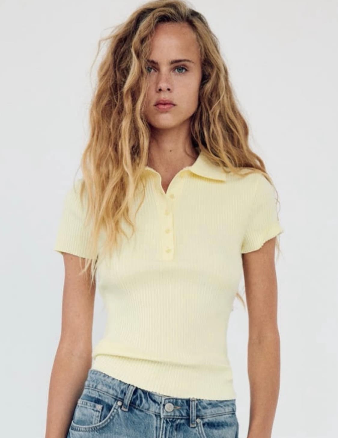 자라 리브드 반팔 폴로티셔츠 (M) 상품이미지1