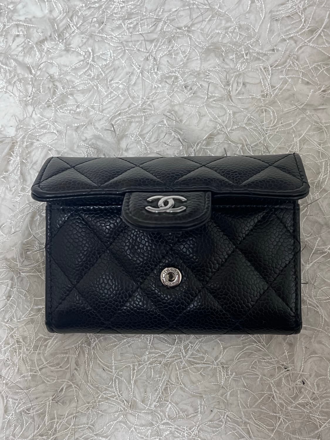 샤넬 클래식 똑딱이 캐비어 블랙 은장 상품이미지6