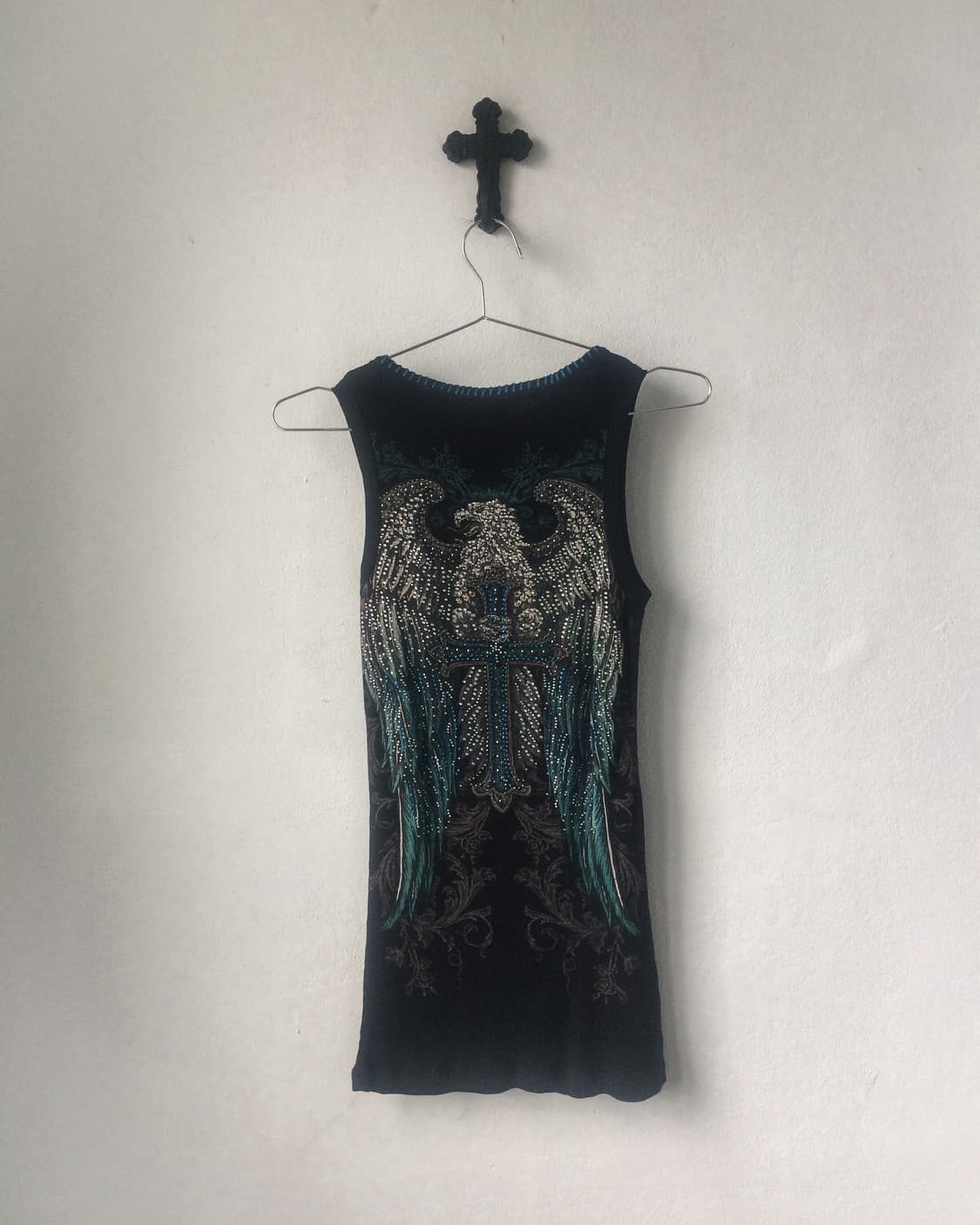 Cross cubic point ribbed sleeveless 상품이미지3