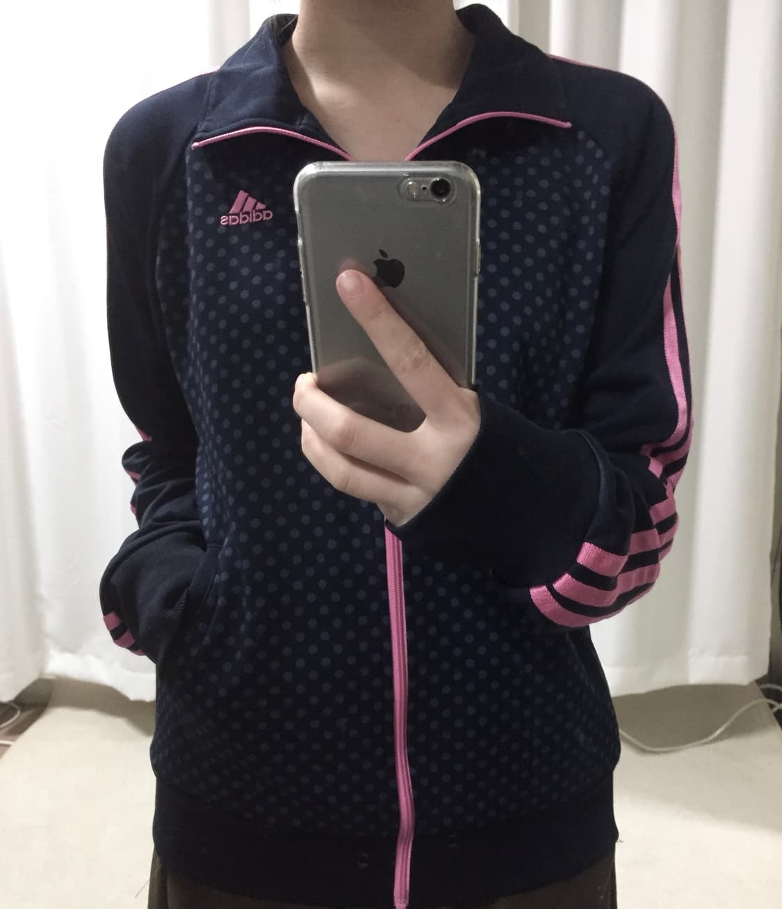아디다스 네이비 핑크 도트 스포티 트랙탑 져지 상품이미지1